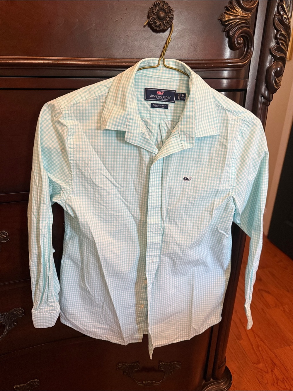 Vineyard Vines Mint Gingham Long-Sleeve Button-Down Shirt